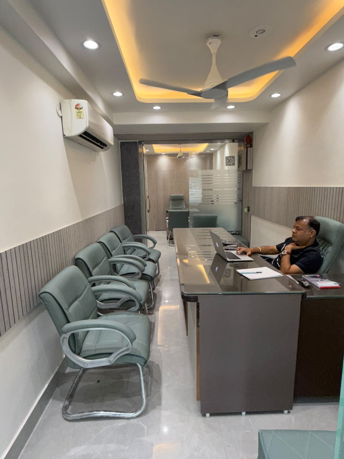 Office desk and client seating